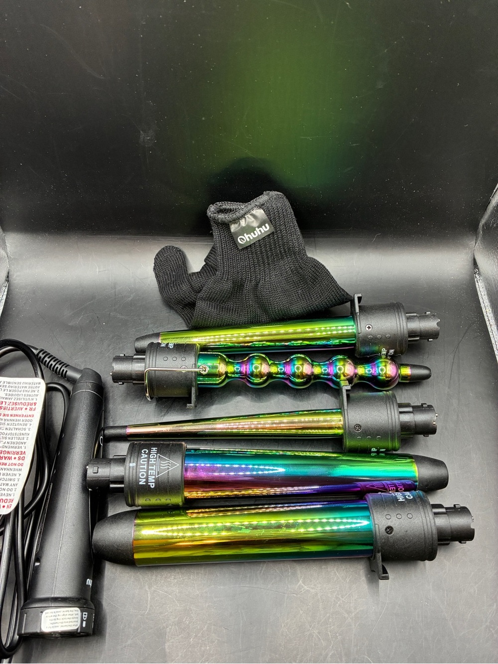 Ohuhu Iridescent Multi-Color Interchangeable Hair Styling Wand Set, 5 Wands
